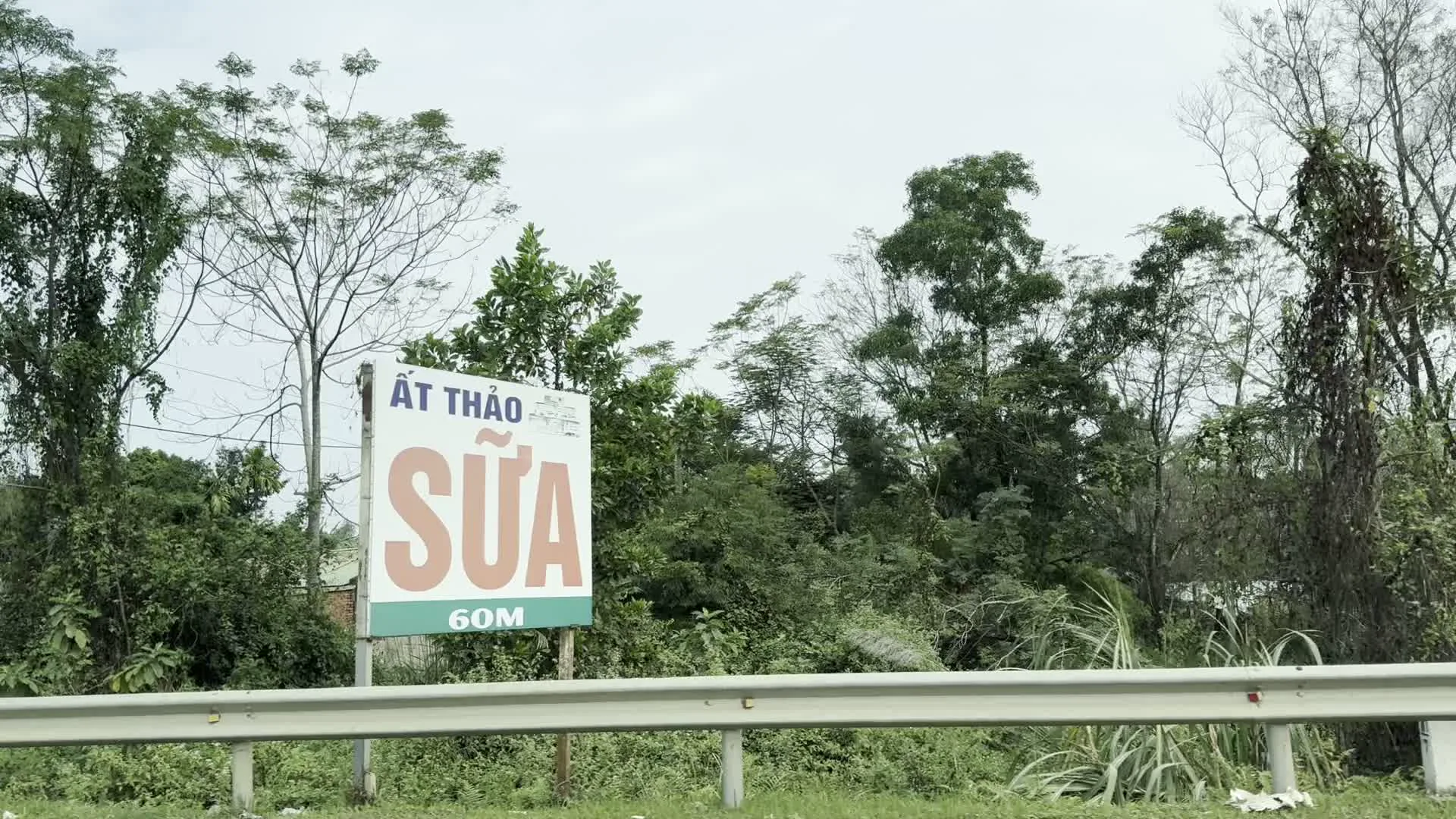 ẤT THẢO SỮA 60M（アット・タオ牛乳、60m先の看板）。QUYỀN HÒA SHOWROOM Ô TÔ (Địa chỉ: Thôn 2 - Tự Do - Thanh Thất - Hà Nội)（クエン・ホア自動車ショールーム（住所：ハノイ市タックタット県トゥードー、第2村））
