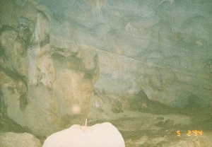 Khung cảnh một con đường phố ở Việt Nam vào năm 1994. Con đường khá đông đúc với nhiều người và phương tiện qua lại. Ở phía trước, một người đàn ông đeo kính râm đang lái một chiếc xe máy. Trên đường có nhiều người khác đang đi xe máy, xe đạp, và một nhóm người đang đi bộ bên lề phải, trong đó có người đội nón lá. Một chiếc xe khách cũ màu cam và trắng đang di chuyển, trên nóc xe chất đầy hàng hóa hoặc hành lý. Dọc hai bên đường là các tòa nhà, cây cối và cột điện. Trên một tòa nhà bên phải có một tấm biển tuyên truyền lớn màu xanh với khẩu hiệu về kế hoạch hóa gia đình: 'ÍT CON HẠNH PHÚC' và 'ĐÔNG CON BỚI NGHÈO'. Các dòng chữ khác trên biển quảng cáo không thể đọc rõ. Trên trời có giăng các dây cờ nhỏ nhiều màu, có thể là không khí trang trí chuẩn bị cho Tết Nguyên Đán vì thời điểm chụp là ngày 5 tháng 2.。（日本語訳）。1994年、ベトナムのある街路の風景。道路は多くの人々や乗り物が行き交い、かなり混雑している。手前では、サングラスをかけた一人の男性がバイクを運転している。道路には他にもバイクや自転車に乗っている多くの人々がおり、右側の路肩では、ノンラーをかぶった人を含む一団が歩いている。オレンジ色と白色の古いバスが移動しており、その屋根には荷物や手荷物が満載されている。道路の両脇には建物、木々、電柱が並んでいる。右側の建物には、家族計画に関するスローガンが書かれた大きな青いプロパガンダ看板がある：「子供が少ないことは幸福」そして「子供が多いことは貧困」。看板上の他の文字ははっきりと読み取れない。空には色とりどりの小さな旗の列が張られており、撮影日が2月5日であることから、テト（旧正月）の準備のための装飾の雰囲気かもしれない。