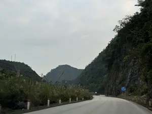 CHÚ Ý ĐOẠN ĐƯỜNG HAY SẠT LỞ ĐÁ LÁI XE ĐI CHẬM。（日本語訳）。注意：落石多発区間。運転手は徐行してください。